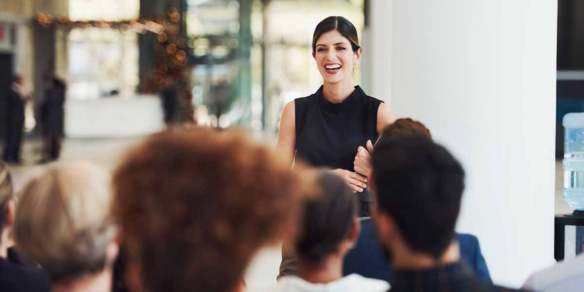 Professor speaking to students