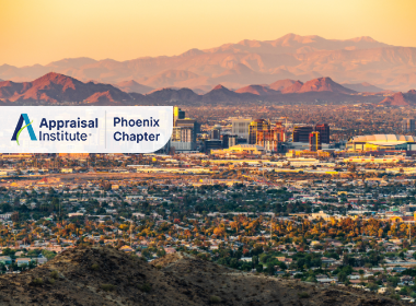 This is an image of Phoenix the capital and most populous city of Arizona, set within the scenic Sonoran Desert and framed by surrounding mountain ranges. with the Appraisal Institute Phoenix Chapter 